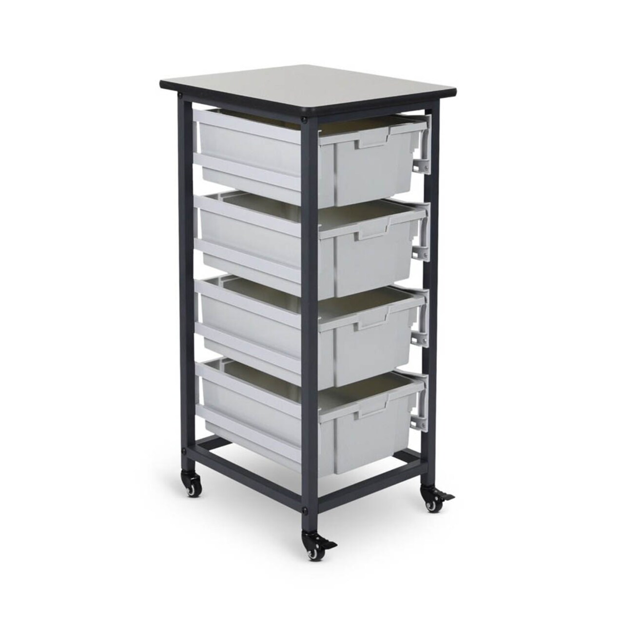 Luxor Mobile Bin Storage System - Single Row with 4 Large Bins